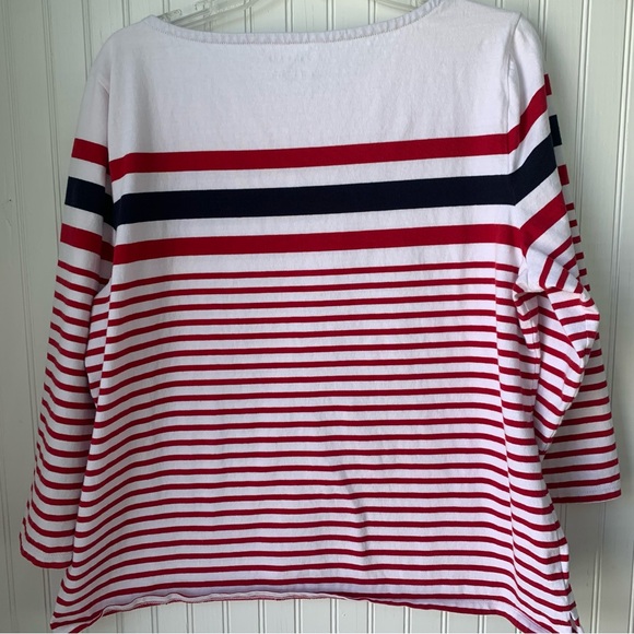 Talbots Authentic T-Shirt w/Sailor Stripes (XL); 3/4 length sleeves- 4th July 🎉 - Picture 5 of 7